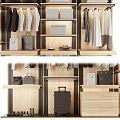 Modern Wardrobe Interior Design With Hanging Clothes Bags Shoes Drawers And Shelves