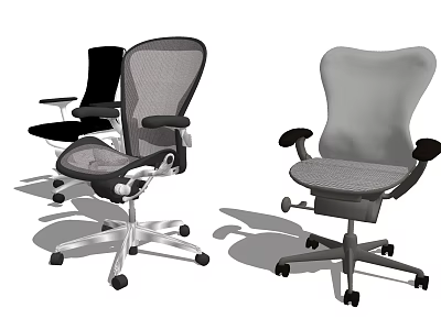 Ergonomic Mesh Office Chairs With Adjustable Back Wheels And Black Gray Colors 3d model