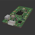Green Printed Circuit Board With Microchip White Connectors And Electronic Components 3d model