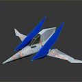 Futuristic Aircraft Model Featuring Blue Wings White Body And Orange Accents