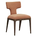 Modern Orange Upholstered Armchair With Dark Wooden Legs And Contemporary Design