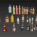Assorted Beverage Bottles with Different Colors Shapes and Labels Displayed on Dark Background
