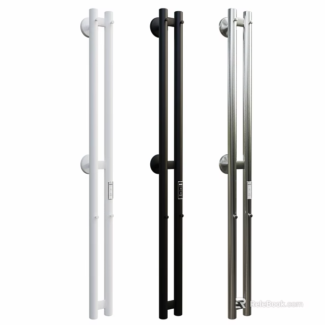 Modern Bathroom Accessories With White Black Silver Metal Towel Bars And Hooks 3d model 