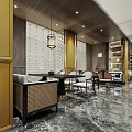Modern Luxury Restaurant Interior With Gold Accents And Marble Flooring