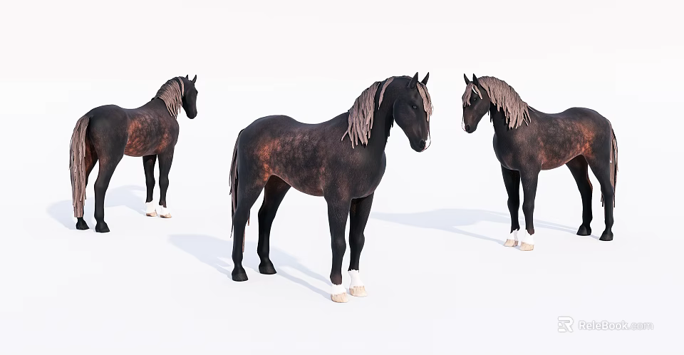 Three Brown Reptiles With White Claws Showing Different Standing Poses 3d model 