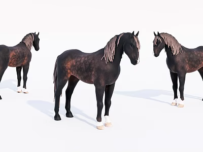 Three Brown Reptiles With White Claws Showing Different Standing Poses 3d model