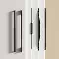 Modern Black Cabinet Handles With Various Designs On White Panels 3d model