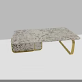 Modern Coffee Table With Marble Top And Gold Metal Legs For Living Room