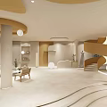 Modern Wedding Dress Store Interior With Curved Structures Light Tones And Display Area