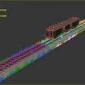 Green Train Carriage On Railway Track With Grass Alongside Road Infrastructure