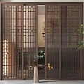 New Chinese-style sliding door 3d model