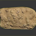Natural Yellow Rock Featuring Fossilized Shells And Textured Surface On Black Background 3d model