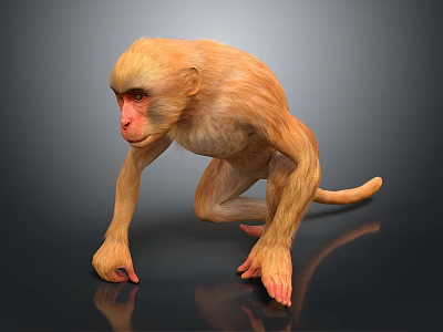 Brown Reptile Crawling On Dark Reflective Surface With Scaly Skin And Long Tail 3d model