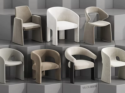 Modern Leisure Chairs With Varied Designs And Neutral Tones For Comfortable Seating 3d model