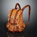 Brown Leather Backpack With Vintage Straps And Classic Metal Buckle Design