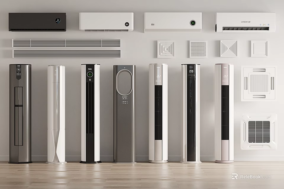 Air Conditioner Fans Modern Design With Multiple Styles Wall Mounted And Floor Standing Units 3d model 