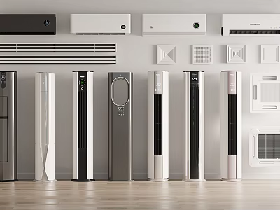 Air Conditioner Fans Modern Design With Multiple Styles Wall Mounted And Floor Standing Units 3d model