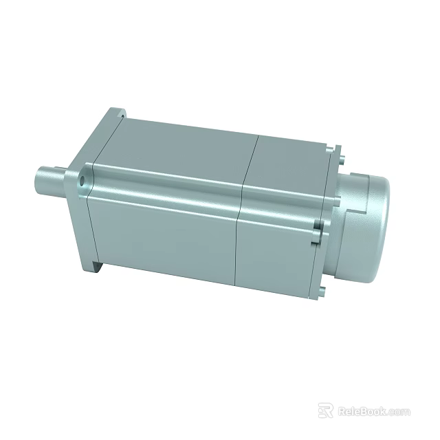 Silver Solid Metal Electric Motor Industrial Component Featuring Cylindrical End Design 3d model 