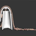 White Textured Leather Handbag With Rose Gold Chain And Logo Clasp
