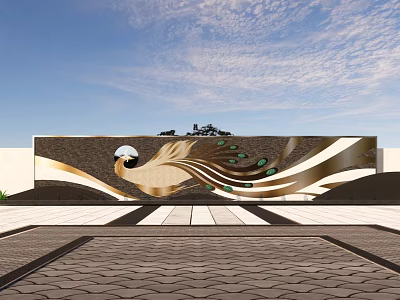 modern landscape wall phoenix element landscape wall phoenix 3d model