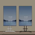 Two Modern TVs on Wheeled Stands with Blue Background and 1000 Time