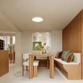 Modern Fresh Green Loft Living Dining Room With Cozy Wooden Furniture And Exquisite Wall Decorations