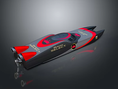 Luxury Speedboat With Sleek Black Red Design And Select Logo 3d model