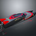 Luxury Speedboat With Sleek Black Red Design And Select Logo