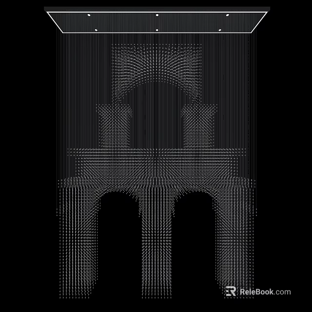 Pendant Composed of Dot Matrix with Architectural Arch and Column Design on Black Background 3d model