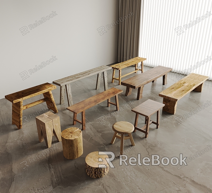 New Chinese Style Bench Shoe Changing Stool Solid Wooden Stool Tree Stump Natural Wind Wooden Stool model