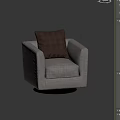 Modern Gray Accent Chair With Brown Pillow And Metal Base For Living Room Interior