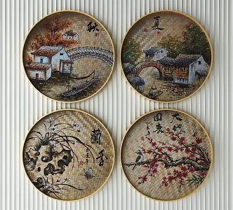 New Chinese Round Frame Painting Decorative Painting 3d model