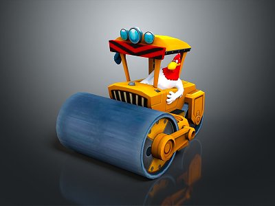 Asphalt paver road roller asphalt paver road car asphalt car 3d model