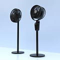 Two Black Stand Air Conditioner Fans With Modern Design And Stable Base 3d model