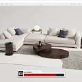 Modern corner sofa coffee table combination 3d model