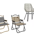 Outdoor Folding and Woven Rattan Chairs with Metal Frame Black Gold Colors