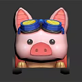 Pink Pig Shaped Childrens Furniture With Blue Goggles And Red Yellow Wheels