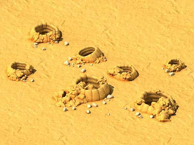 Desert Landscape With Multiple Sand Pits And Scattered Small Stones 3d model