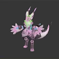 Game and Movie Character Mythical Creature White Black Fur Blue Glowing Horns Feather Wings Design