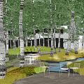 Forest Park Landscape Under-forest Tree Array Wetland Park Forest Rest Platform Stream Tracing Camping Landscape Forest 3d model