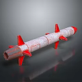 Military Missile Weapon With Red Fins And Gray Rocket Body Design
