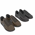 Brown And Black Casual Leather Lace Up Shoes With Side Logo Design