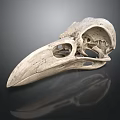 Detailed Bird Skull Anatomical Structure With Hollow Spaces On Dark Reflective Background