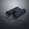 Vintage Binoculars Classic Design With Leather Strap On Dark Background 3d model