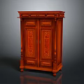 Classical Mahogany Furniture Cabinet With Carved Double Doors And Drawers