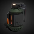 Tactical Green Grenade With Orange Accents Mesh Surface And Handle Design