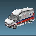 Van Style Ambulance With White Body Red Blue Stripes And 999 Emergency Symbols