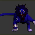Blue Lion Game Movie Character With Red Mane Red Eyes Open Mouth And Sharp Claws