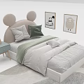 Kids Bed With Mickey Mouse Ear Shaped Headboard Gray Green Pillows Blue Nightstand Wall Art