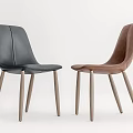 Modern Leather Dining Chairs In Black And Brown With Wooden Legs Design